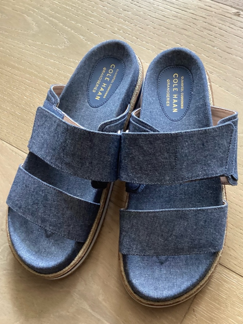 Cole Haan Kids' Denim Blue Double-Strap Slide Sandals